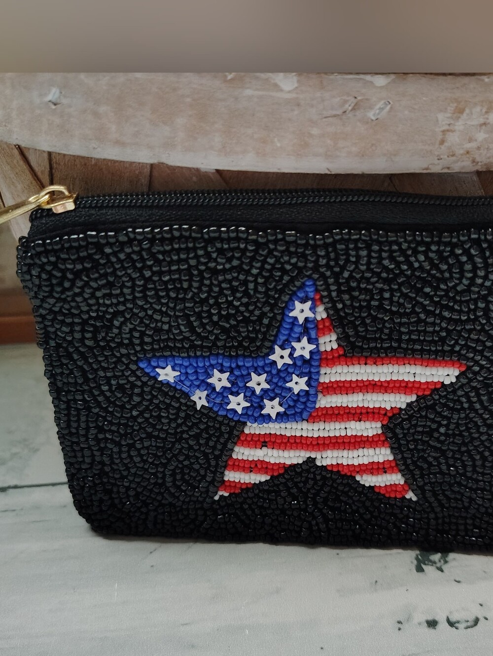🇺🇸Hand Beaded Coin Purse " America The Great"  5"x4"